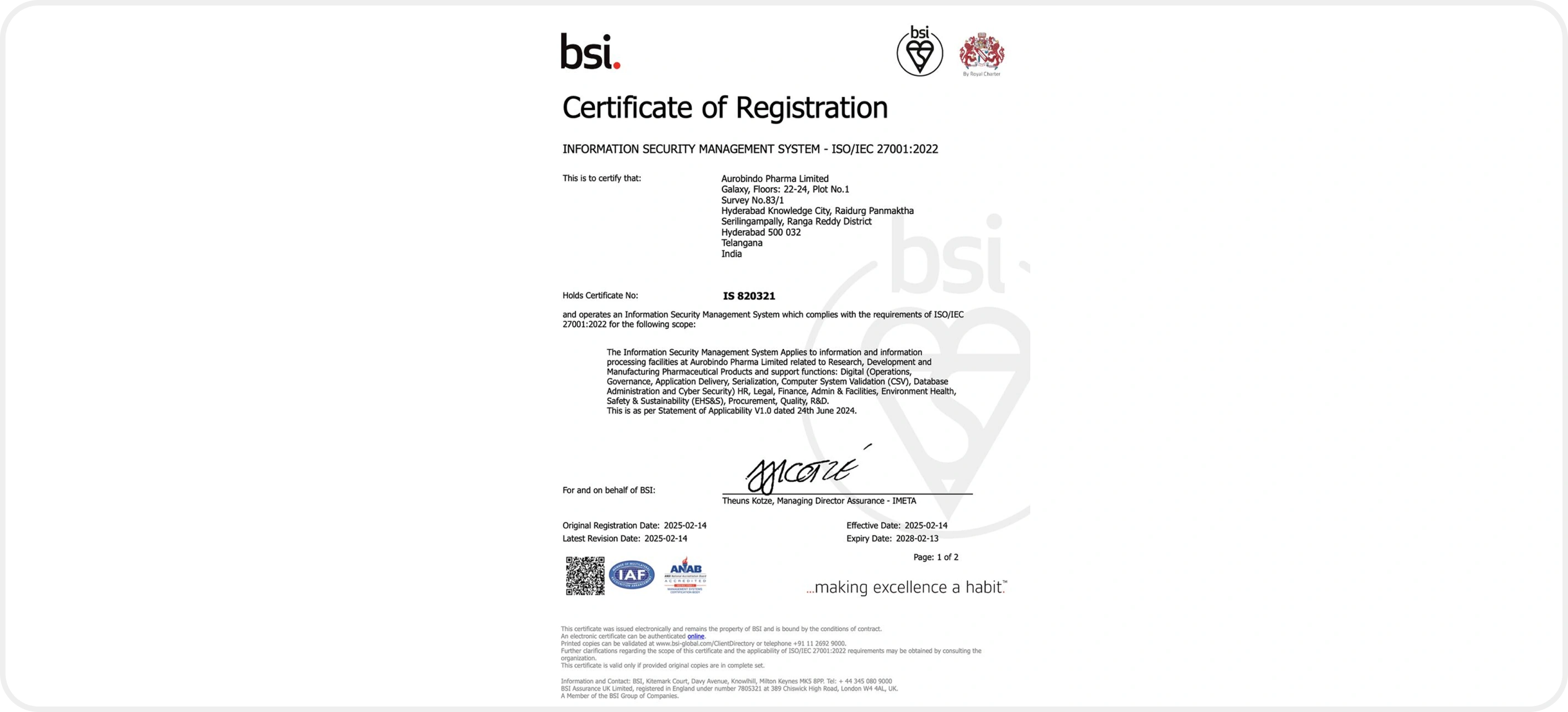 ISO 27001 Certification Achievement